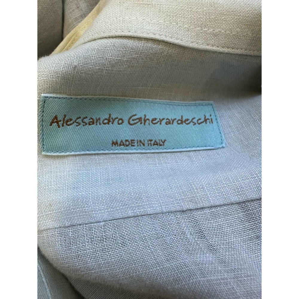 Alessandro Gherardeschi Blue Floral Linen Oversized Italian Designer Blouse XL - Picture 7 of 12